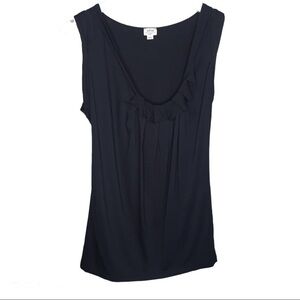 ARITZIA Wilfred With Pima Sleeveless Tank With Scoop Neck Ruffle Detail Black XS